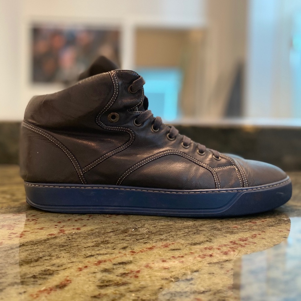 Vintage Lanvin Navy Blue Hi Top Sneakers